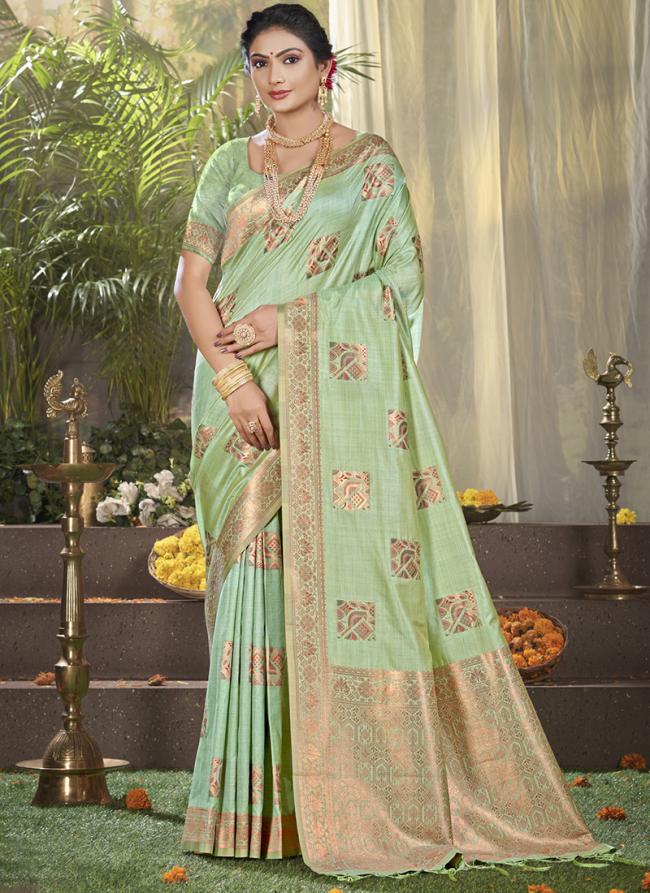 Silk Mint Festival Wear Weaving Saree